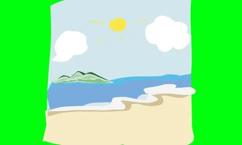 Illustration design with landscape objects on the summer beach Stock Illustration