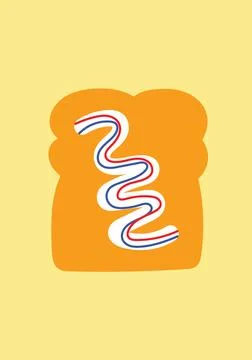 Illustration design wall art toothpaste slice bread unique Stockillustratie