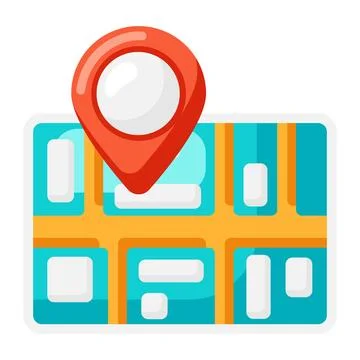 Illustration of destination mark on map. Red marker icon. Stock Illustration