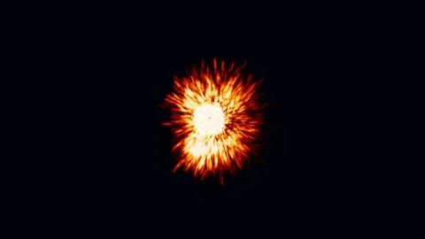 Illustration of a detailed fire explosion on black background. Stock Illustration
