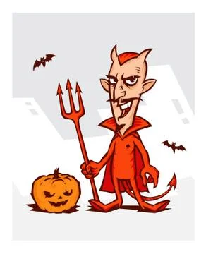 Illustration of the devil for the holiday of the Halloween. Devil in a red su Stock Illustration