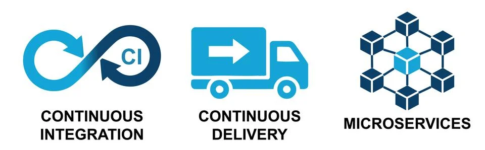 Illustration of DevOps Concepts with Icons Stock Illustration