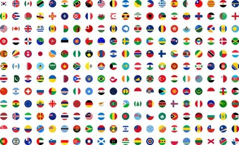 Illustration of different circle flags, with white background vector-eps Stock Illustration