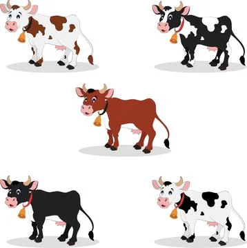 Illustration of different color cows Stock Illustration