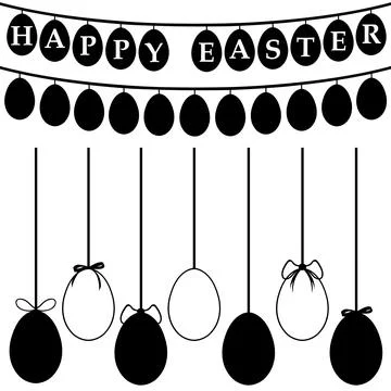Illustration of different Easter eggs on strings Stock Illustration