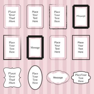 Illustration of different frames with copy space on a pink background Illustrazione stock