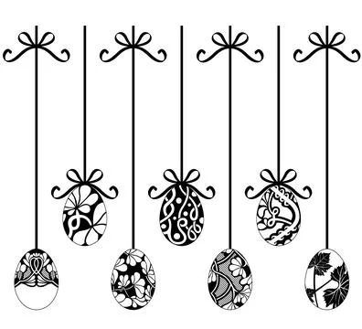 Illustration of different hanging Easter egg decorations Stock Illustration