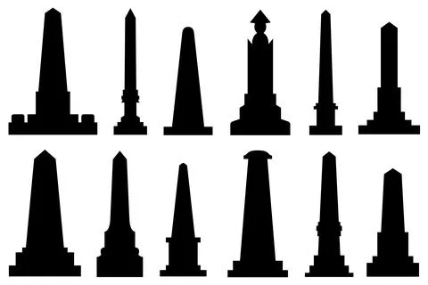 Illustration of different obelisks isolated Ilustração Stock