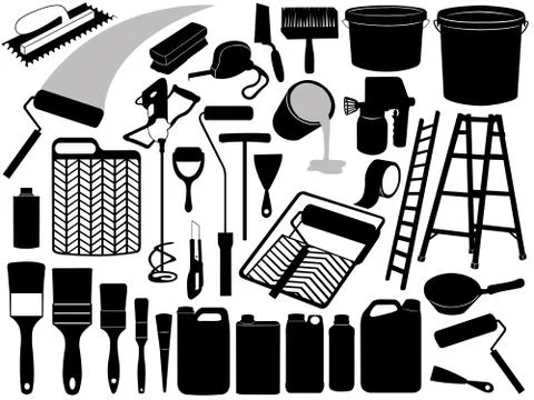 Illustration of different painting objects Illustrazione stock