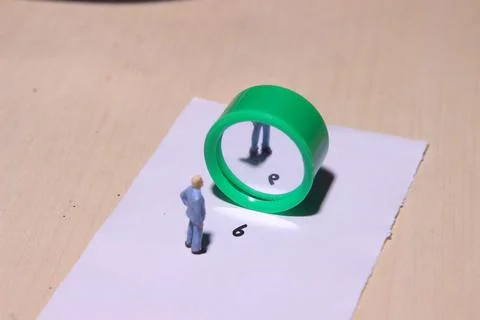 Illustration, different perspective makes another value, standing facing busi Stock Photos