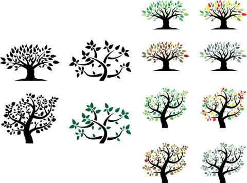 Illustration of different season trees Stock Illustration