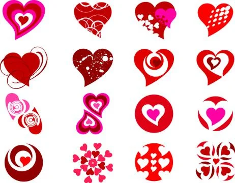 Illustration of different style hearts Stock Illustration