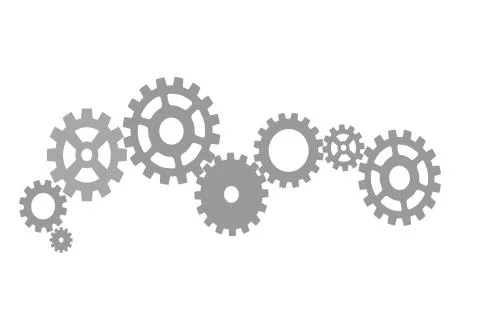 Illustration of different types of cogs on white background Stock Illustration