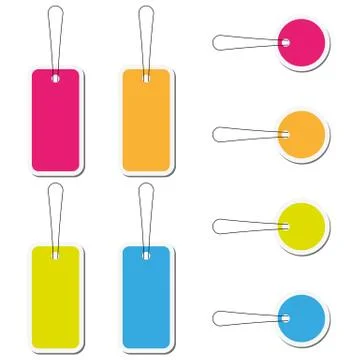 Illustration of different types of labels and tabs isolated a white backgroun Illustrazione stock