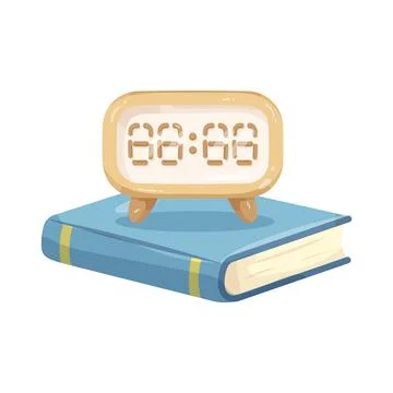 Illustration of digital alarm clock on a book イラスト素材
