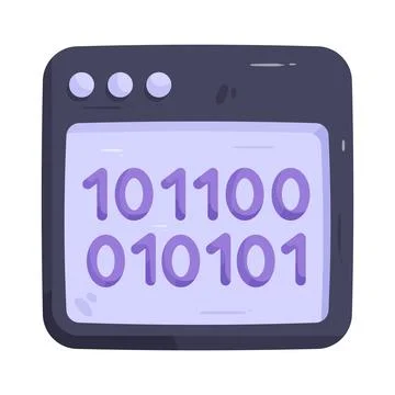 Illustration of digital binary code browser window Stock Illustration