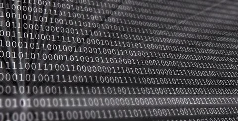 An illustration of digital binary data and streaming binary code on a black b Stock Photos