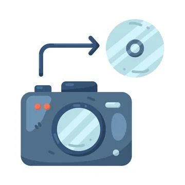 Illustration of Digital Camera Transfer to Disc 스톡 일러스트