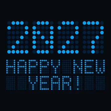 Illustration of a digital display showing the date of the new year 2027. Stock Illustration