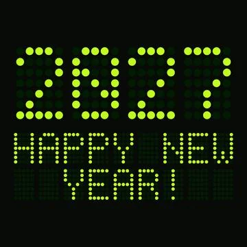 Illustration of a digital display showing the date of the new year 2027. Stock Illustration