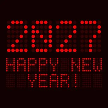 Illustration of a digital display showing the date of the new year 2027. Stock Illustration