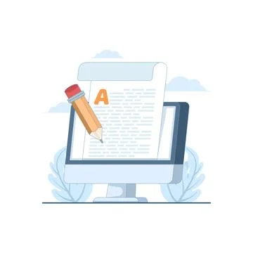 Illustration of digital documents with e-signature, highlighting online editing. Illustrazione stock