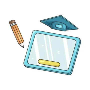 Illustration of digital drawing tablet and pencil イラスト素材