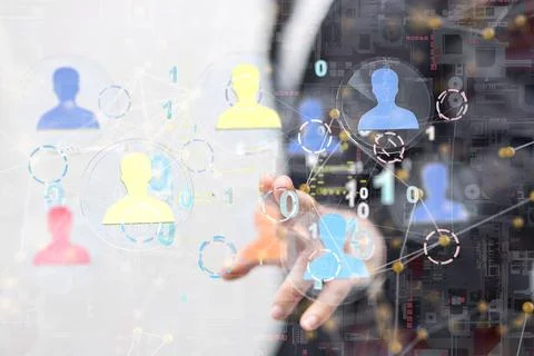 Illustration of digital networking, data, communication concept, and binary code Foto stock