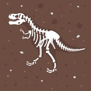 Illustration of dinosaur skeleton in the ground. Illustrazione stock
