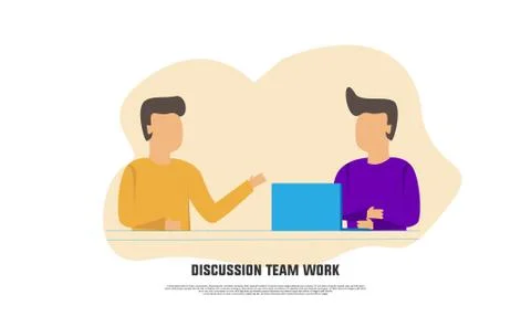 Illustration discussion team work flat design template isolated on white Stock Illustration