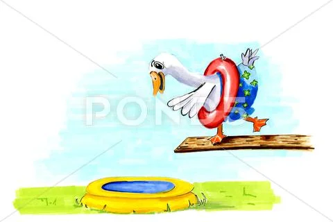 Illustration diving goose Stock Illustration