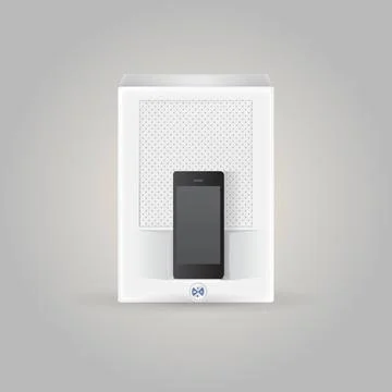 Illustration of docking station White docking station with black phone. Is... Stock Photos