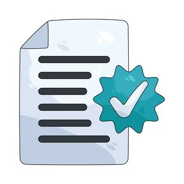 Illustration of document with an approved check mark イラスト素材