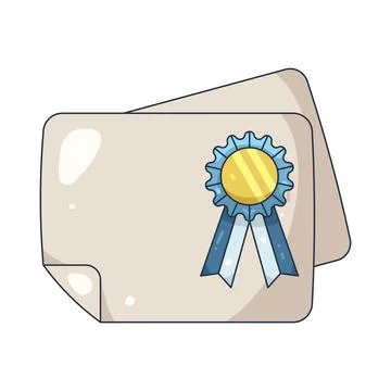 Illustration of document with an award ribbon Stock Illustration