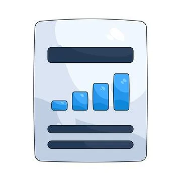 Illustration of document with a bar chart Stock Illustration