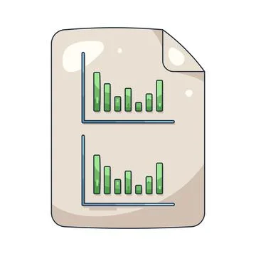 Illustration of document with a bar chart Stock Illustration