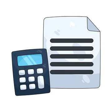 Illustration of document with a calculator Stock Illustration