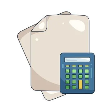 Illustration of document with a calculator 스톡 일러스트