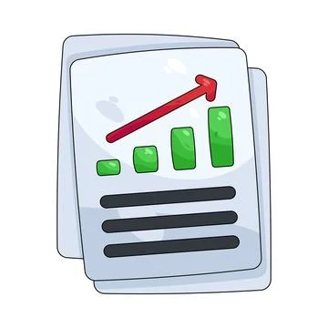 Illustration of document with a chart Stock Illustration