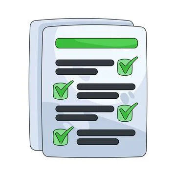 Illustration of document with a checklist Stock Illustration