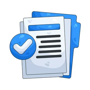Illustration of document with a checkmark 스톡 일러스트