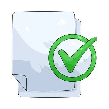 Illustration of document with a checkmark Stock Illustration
