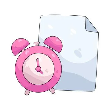 Illustration of document with a clock Stock Illustration