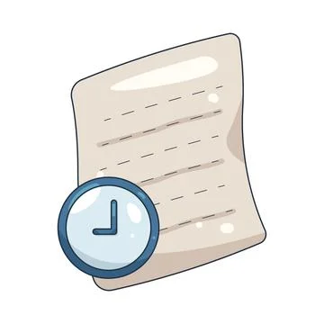 Illustration of document with a clock Stock Illustration