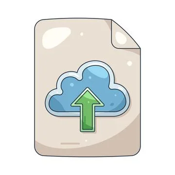 Illustration of document with a cloud and upload arrow Stock Illustration