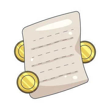 Illustration of document with a coin Stock Illustration