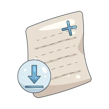 Illustration of document with a download arrow Stock Illustration