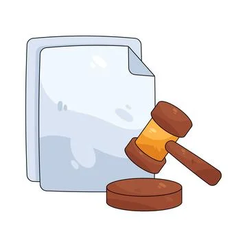 Illustration of document with a gavel Stock Illustration