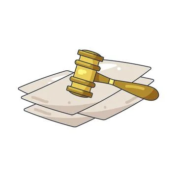 Illustration of document with a gavel Illustrazione stock