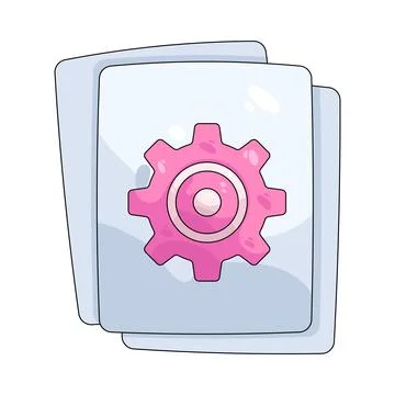 Illustration of document with a gear Stock Illustration